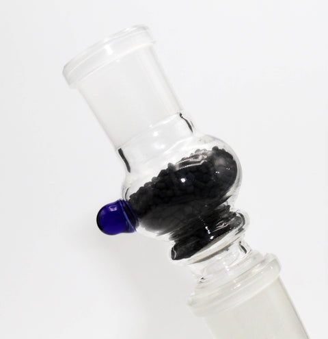 Glas Aktivkohleadapter 18,8 mm Blau mit Siebnut-seitlich