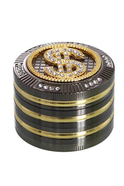 Grinder Bling Bling Dollar 4 Teilig 50mm mit Schaber-Geschlossen