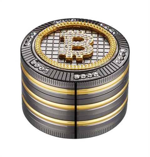 Bling Bling Bitcoin Grinder 50mm Aluminium 4-teilig-Geschlossen