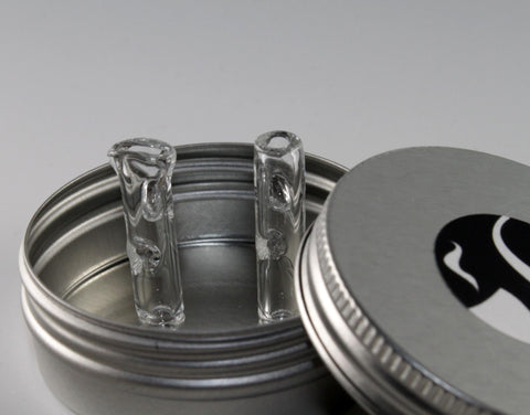 Smokerama Glastips 2er Set Eindrehfilter 7mm Klar mit 2 Kerben handgearbeitet-Dose-Offen