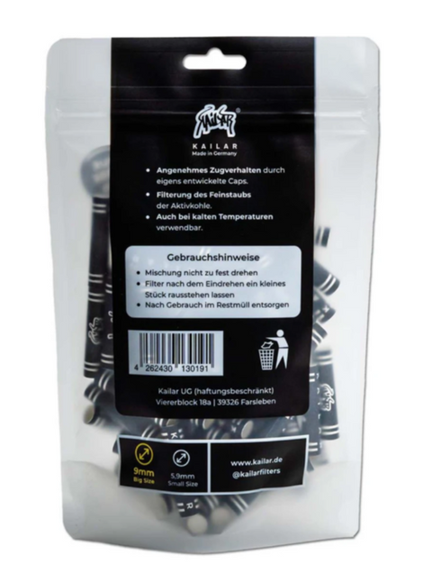 Kailar Filter 9mm Aktivkohle 100er Pack Schwarz