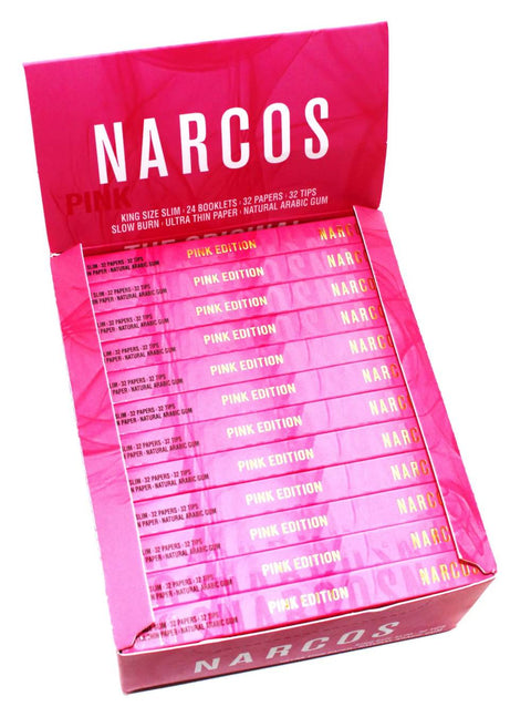 Narcos Blättchen King Size Slim Pink mit Tips-Box