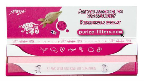 PURIZE Blättchen Pink King Size Slim Ultra Fine-Offen