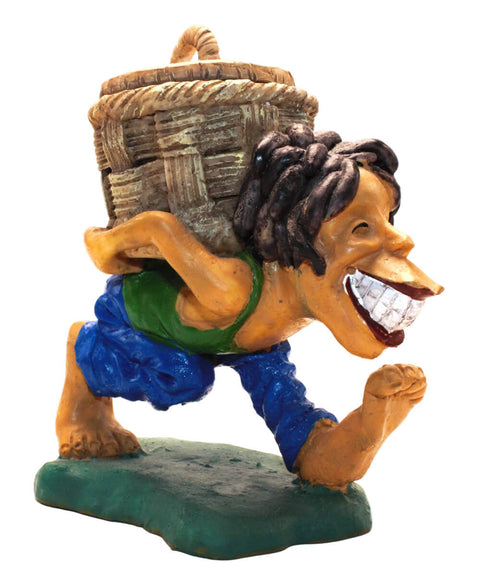 Polyresin Aschenbecher Figur mit tragenden Korb ohne Jibbit