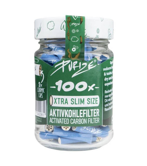 Purize Aktivkohlefilter 6mm Xtra Slim 100er Glas verschiedene Farben-Blau