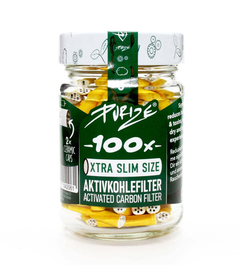 Purize Aktivkohlefilter 6mm Xtra Slim 100er Glas verschiedene Farben-Gelb