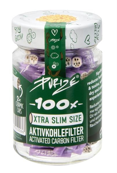 Purize Aktivkohlefilter 6mm Xtra Slim 100er Glas verschiedene Farben-Lila