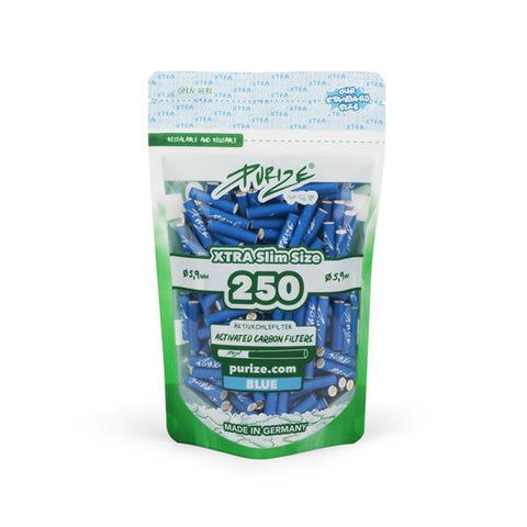 Purize Aktivkohlefilter 5,9mm Xtra Slim 250 Stück verschiedene Farben-Blau
