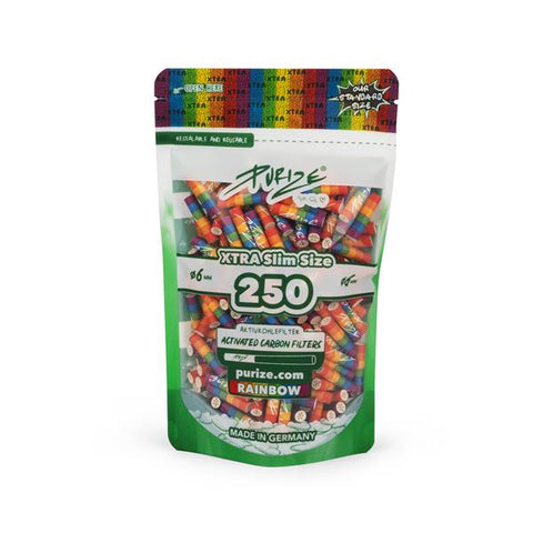 Purize Aktivkohlefilter 5,9mm Xtra Slim 250 Stück verschiedene Farben-Rainbow