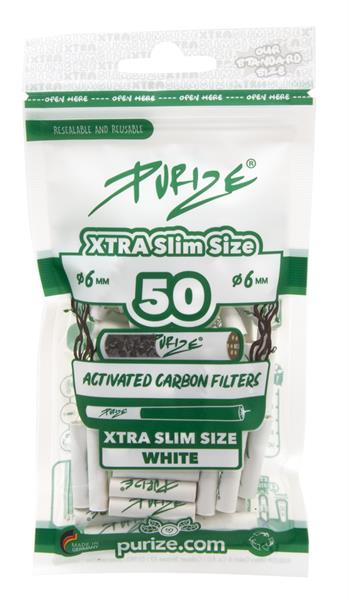 Purize Aktivkohlefilter 50 Xtra-Slim 6mm alle Farben-Weiß