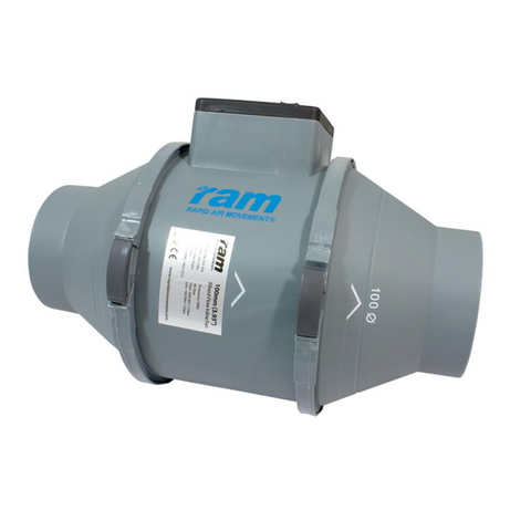 RAM Mixed-Flow Inline 100mm Rohrlüfter 199m³/h mit 2-Geschwindigkeiten