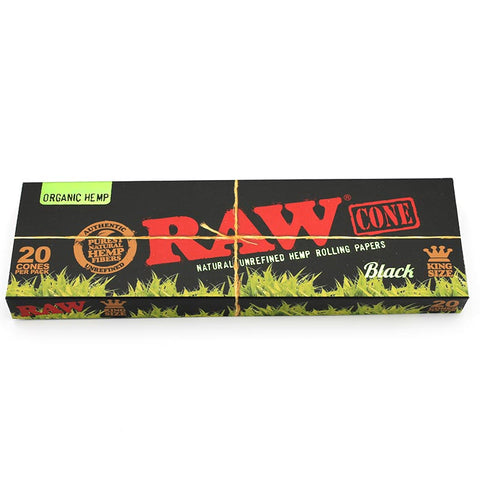 RAW Black Cone Organic Hemp King Size 20er Pack Pre-Rolled-Geschlossen