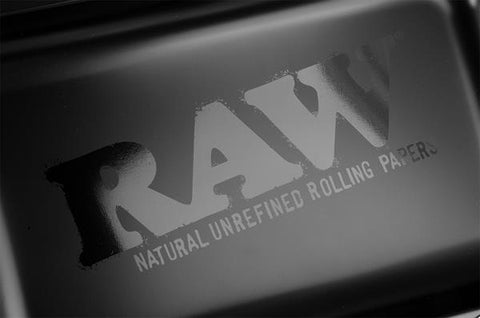 RAW Dreh-Tablett Matt Schwarz Rolling Tray Klein-Logo