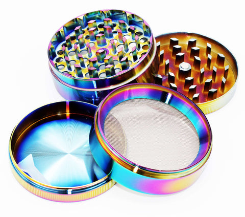 Smokerama CNC Aluminium Grinder Rainbow 63x43mm-alle-Teile