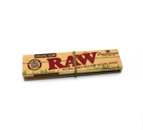 RAW Blättchen Connoisseur Hemp Organic King Size Slim + Filtertips-Geschlossen
