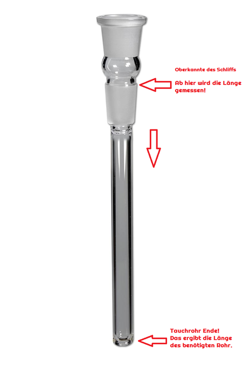 Glas Steck Shillum 14,5 mm Schlitz Diffuser 12 cm Länge-Maße