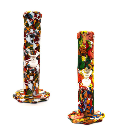 Silikon Bong Bunt 26cm mit Glaskopf