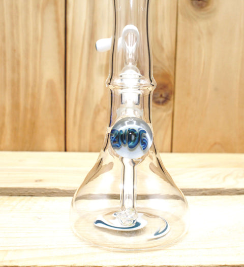 Smokerama Glasbong Beaker ZNDG White Blue fully Handwork-Logo