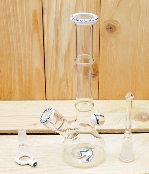 Smokerama Glasbong Beaker ZNDG White Blue fully Handwork-Teile