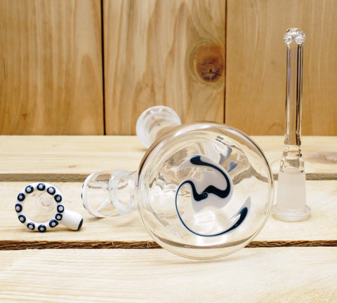 Smokerama Glasbong Beaker ZNDG White Blue fully Handwork