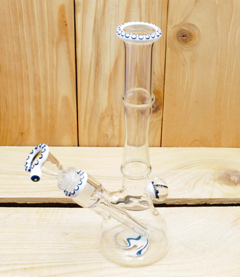Smokerama Glasbong Beaker ZNDG White Blue fully Handwork