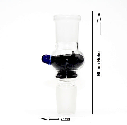 Glas Aktivkohleadapter 18,8 mm Blau mit Siebnut-Maße