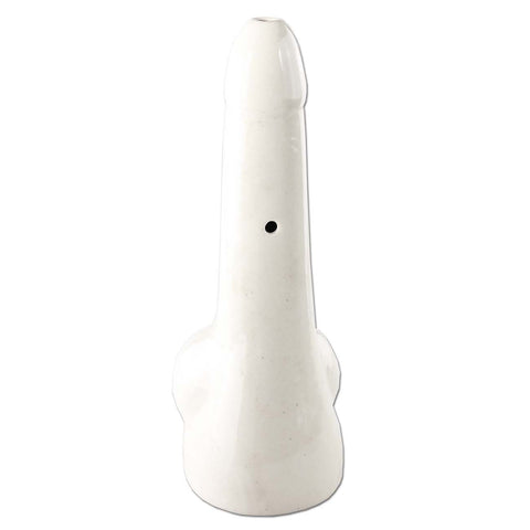 Penis Bong aus Keramik Weiß-Hinten