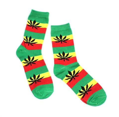 Herren Socken Lang Rasta Farben mit Hanfblättern Größe 40 - 45