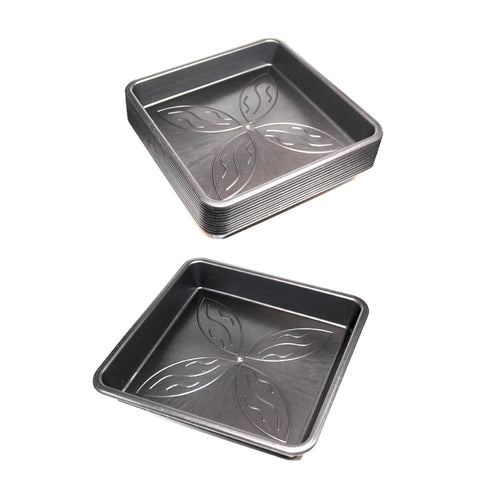Pflanztopf Untersetzer Quadratisch 25cm Schwarz-Set