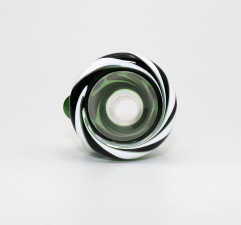 Monkey Glass Whitegreen Willow Glaskopf 14,5 mm Schliff handgearbeitet-Liegend