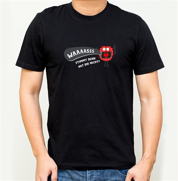 T-Shirt ´Was stimmt den mit dir nicht?´ Schwarz Größe XL