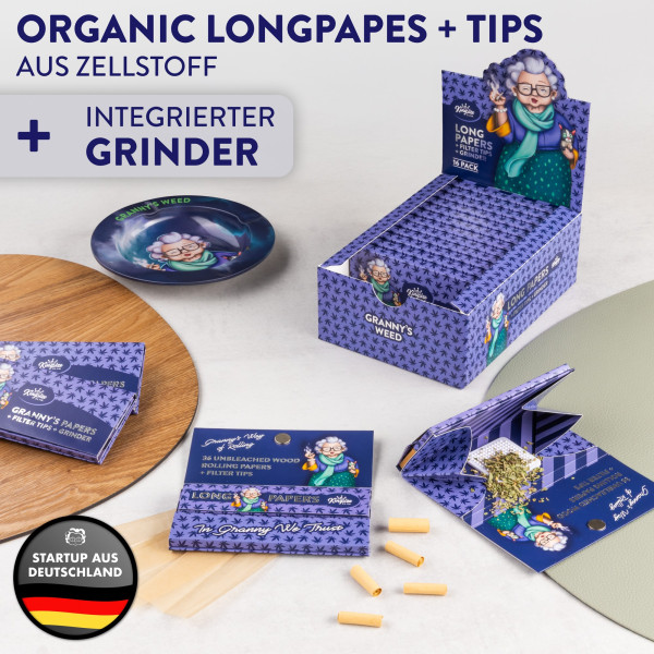 Granny´s Raucherset King Size Papers mit Tips und Häcksler