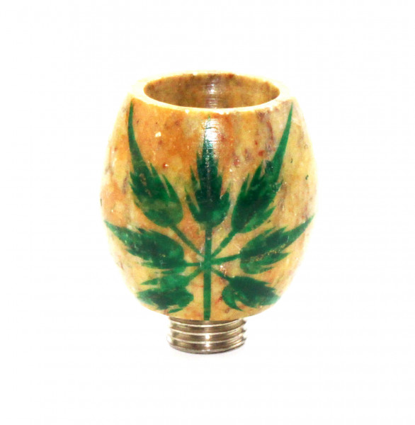 Pfeifen Steinkopf Leaf mit Metall Gewinde Hell
