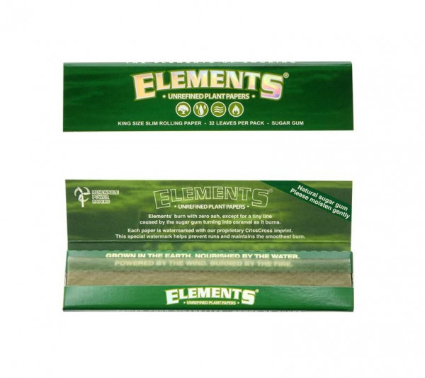 Elements Papers Green King Size Slim Natural