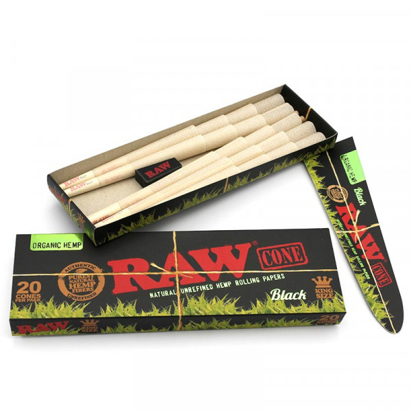 RAW Black Cone Organic Hemp King Size 20er Pack Pre-Rolled