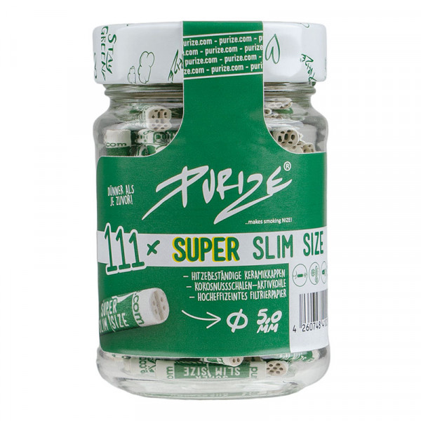 Purize Super Slim Size 5mm Aktivkohlefilter 111er Glas